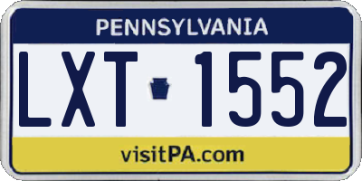 PA license plate LXT1552