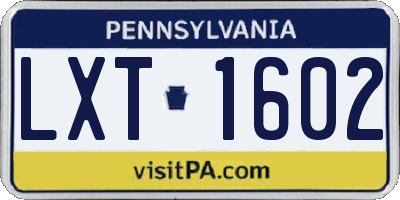 PA license plate LXT1602