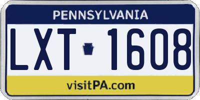 PA license plate LXT1608