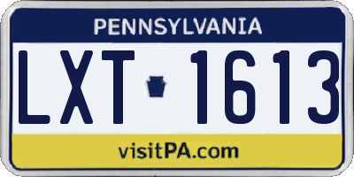 PA license plate LXT1613