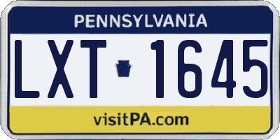 PA license plate LXT1645