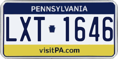 PA license plate LXT1646