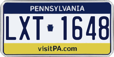 PA license plate LXT1648