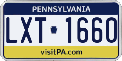PA license plate LXT1660