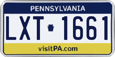 PA license plate LXT1661