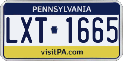 PA license plate LXT1665