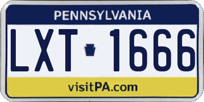 PA license plate LXT1666