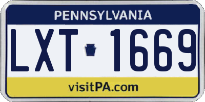 PA license plate LXT1669
