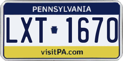 PA license plate LXT1670