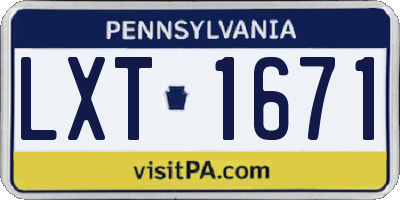 PA license plate LXT1671