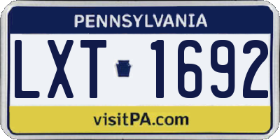 PA license plate LXT1692