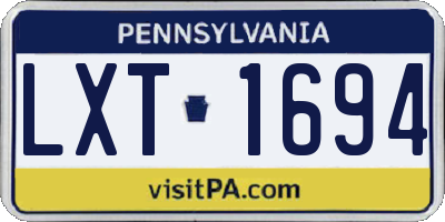 PA license plate LXT1694