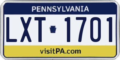 PA license plate LXT1701