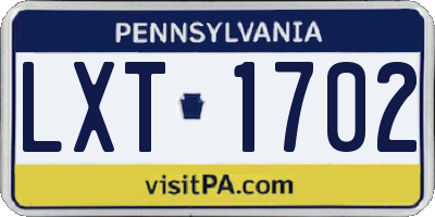 PA license plate LXT1702