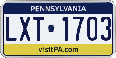 PA license plate LXT1703