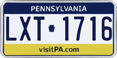 PA license plate LXT1716