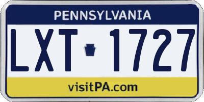 PA license plate LXT1727