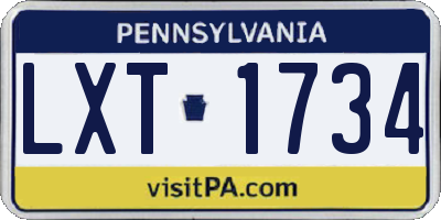 PA license plate LXT1734