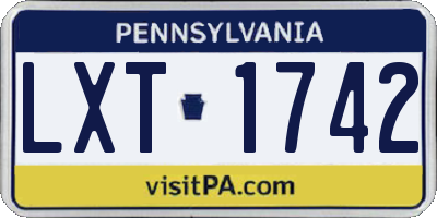 PA license plate LXT1742