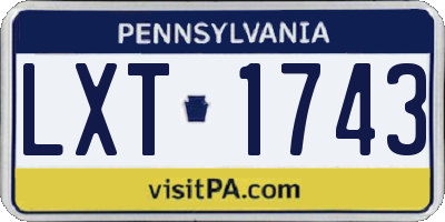 PA license plate LXT1743