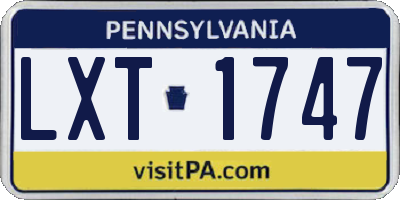 PA license plate LXT1747