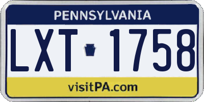 PA license plate LXT1758