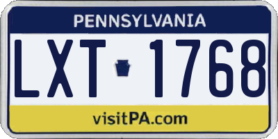 PA license plate LXT1768