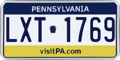 PA license plate LXT1769
