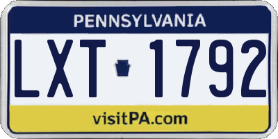 PA license plate LXT1792