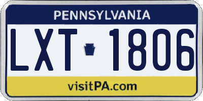PA license plate LXT1806
