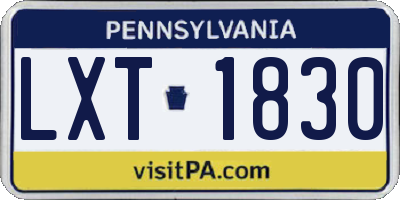 PA license plate LXT1830