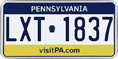 PA license plate LXT1837