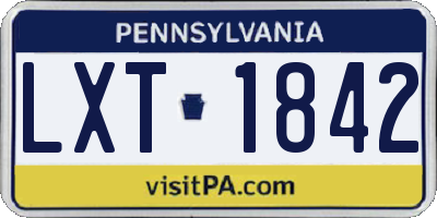 PA license plate LXT1842