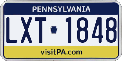 PA license plate LXT1848
