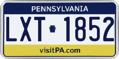 PA license plate LXT1852