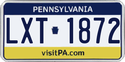 PA license plate LXT1872