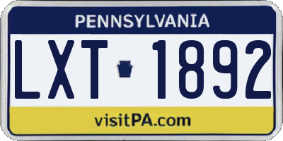 PA license plate LXT1892