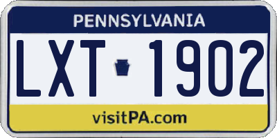 PA license plate LXT1902