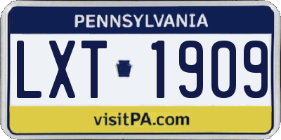 PA license plate LXT1909