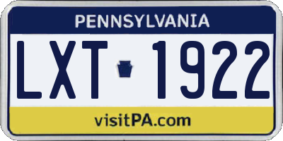PA license plate LXT1922