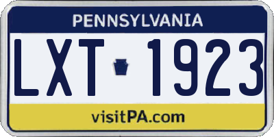 PA license plate LXT1923