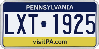 PA license plate LXT1925