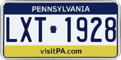 PA license plate LXT1928