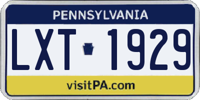 PA license plate LXT1929