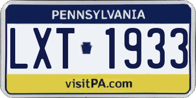 PA license plate LXT1933