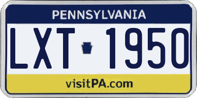 PA license plate LXT1950