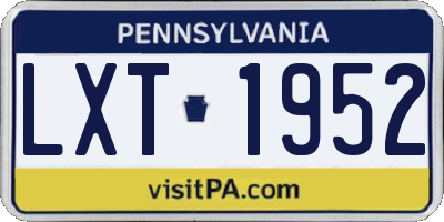 PA license plate LXT1952