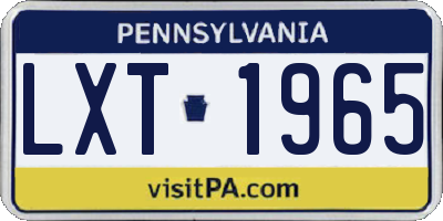 PA license plate LXT1965