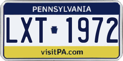 PA license plate LXT1972