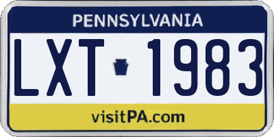PA license plate LXT1983
